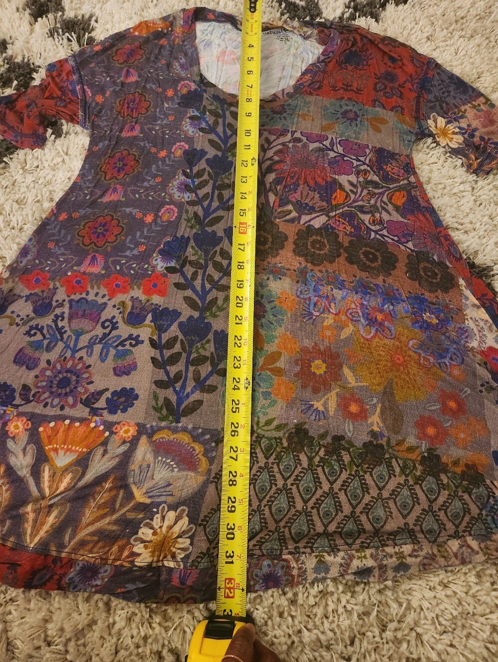 NATURAL LIFE Multicolor Floral Patchwork Scoop Neck Tunic - Picture 5 of 5
